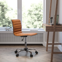 Flash Furniture DS-512B-BR-GG Low Back Designer Armless Brown Ribbed Swivel Task Office Chair